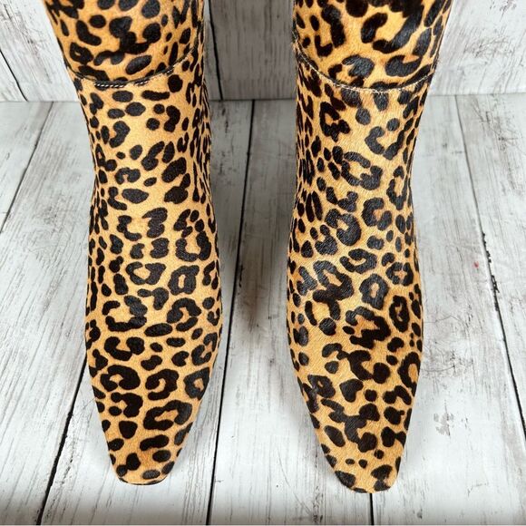 Steve Madden Leopard Animal Print Printed Cow Hair Kitten Heel Tall Boot 8.5 NEW - Picture 9 of 14